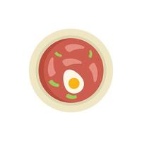 Delicious soup with egg and greens in bowl, top view vector