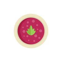 Beetroot cream soup with parsley in bowl top view vector illustration