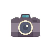 This is a flat design icon of a digital camera vector