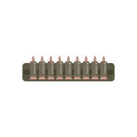 Bullet clip holding nine bullets in a row vector