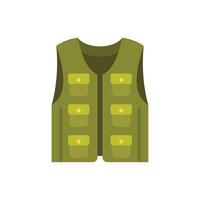 Green hunter vest with many pockets for tools is lying on white background vector
