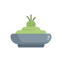 Wasabi paste in a bowl with a sprout on top icon vector illustration