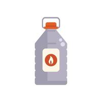Plastic bottle containing flammable liquid with warning sign indicating flammability vector