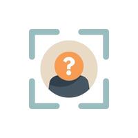 Question mark on anonymous silhouette framed by viewfinder vector
