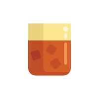Glass of whiskey with ice cubes being poured in flat design style vector