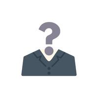 Businessman with question mark instead of head is thinking about problem vector