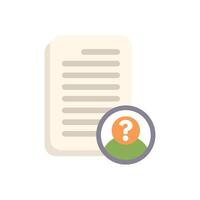 Person with question mark on document icon representing frequently asked questions vector