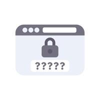 Webpage showing locked password field with question marks vector
