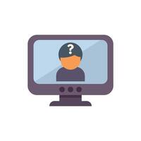 Online support with man having question mark on computer screen vector