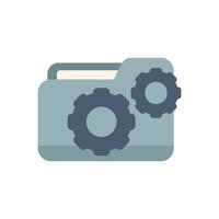 Folder icon with two gears representing data processing vector