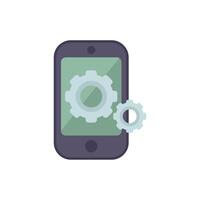 Smartphone showing gears rotating for app update vector