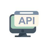 Desktop computer displaying api code script on screen vector