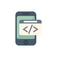 This flat vector illustration shows the concept of mobile app development