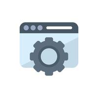 Web browser showing a gear wheel representing settings vector