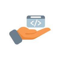 Hand holding code programming development icon vector