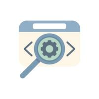 Magnifying glass analyzing code in web development interface vector
