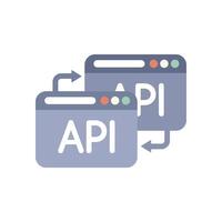 Api data exchange connecting two webpages with arrows vector