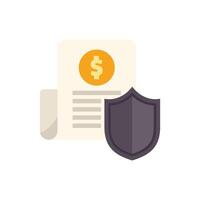 Shield protecting financial document for secure investment vector