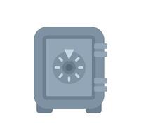 Gray metal safe with combination lock keeping money and documents secure vector