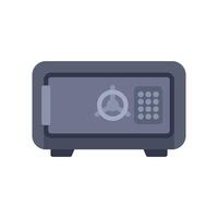 Grey metal safe with combination lock protecting valuables vector