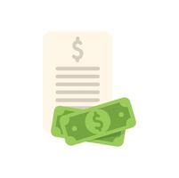 Invoice with dollar banknotes representing payment for services rendered vector