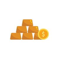 Gold bars stacked next to dollar coin symbolizing wealth vector