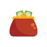 Red wallet full of cash with gold clasp showing prosperity vector
