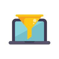 Sales funnel marketing on laptop computer screen vector