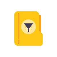Yellow data folder presenting filtering function icon vector
