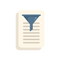 Funnel filtering information on document with lines representing data vector