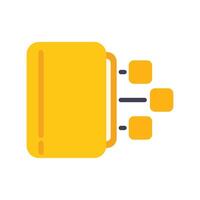 Yellow book generating flowchart with squares connected by lines vector