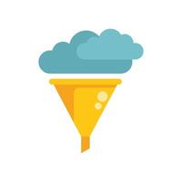Yellow funnel converting big data cloud storage into useful information vector