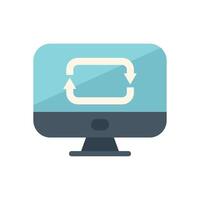 Desktop computer displaying updating or synchronization status icon vector