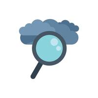 Magnifying glass exploring cloud computing and online data storage vector