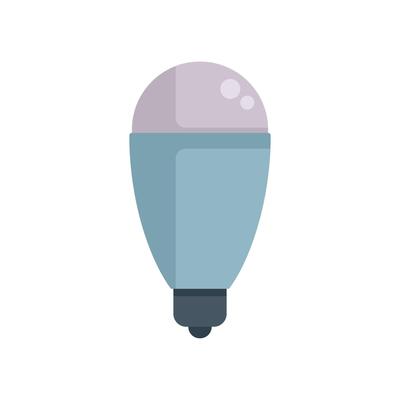 Modern led light bulb shining brightly in flat design style