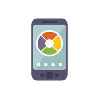 Smartphone showing analytics app with pie chart on screen vector