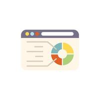 Website showing statistics with pie chart and data table vector
