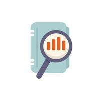 Magnifying glass examining financial report with charts and graphs vector