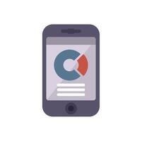 Mobile phone showing market analysis app with pie chart on screen vector