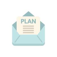 Open envelope containing business plan document icon vector