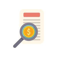 Magnifying glass focusing on dollar sign on document for business audit concept vector