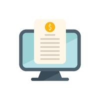 Computer showing online invoice for digital payment vector