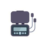 Digital audio player with earphones connected, playing a music track vector