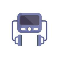 Portable music player connected to wired earphones for enjoying audio content vector