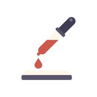 Pipette dropping red liquid on a laboratory slide vector
