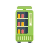 Green vending machine with colorful drinks and snacks on white background vector