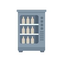 Wine refrigerator displaying bottles of white wine inside a liquor store vector