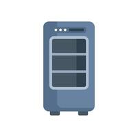 Modern refrigerator standing on white background with door closed vector