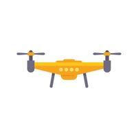 Yellow drone hovering with four propellers vector