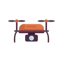 Orange drone with camera recording, flying and filming vector